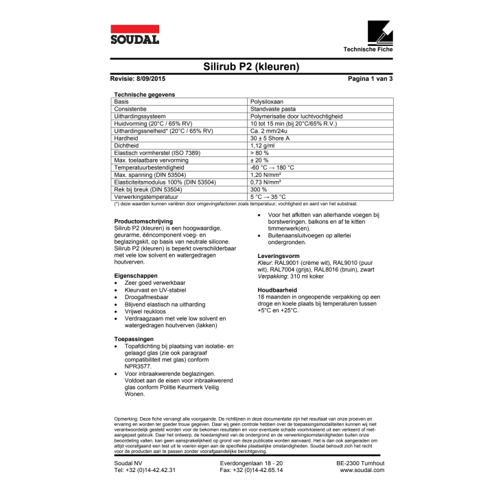 Soudal Silirub P2 wit 9010 310ml