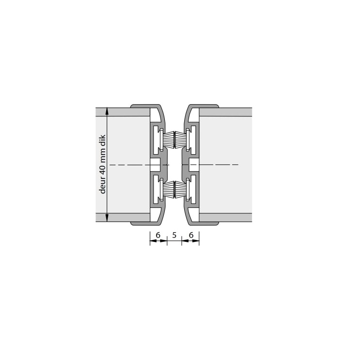 Alprokon Pendeldeurnaald met borstel dubbel Uitv. 3110/2400 mm (VOORRAAD)