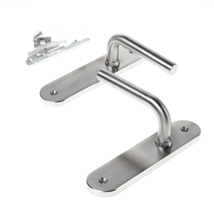 Krukgarnituur roestvaststaal massief l-model afgerond blind