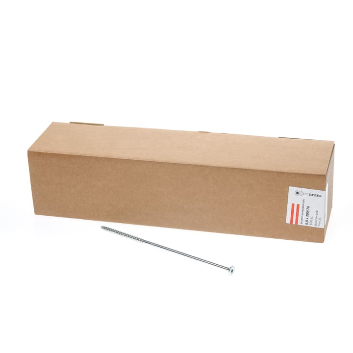 Spaanplaatschroef verzinkt platkop tx-25 6.0X200/70 deeldraad (100)