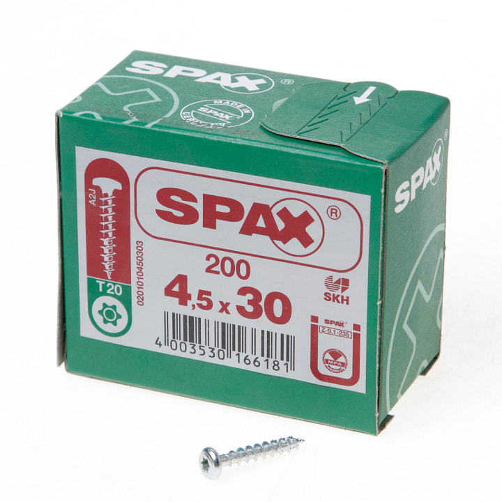 Spax Spaanplaatschroef bolkop verzinkt T-Star T20 4.5x30mm (per 200 stuks)