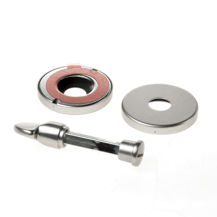 Toilet-/badkamer rozet aluminium kleur roestvaststaal look, met zelfplakkende Easy Click montage