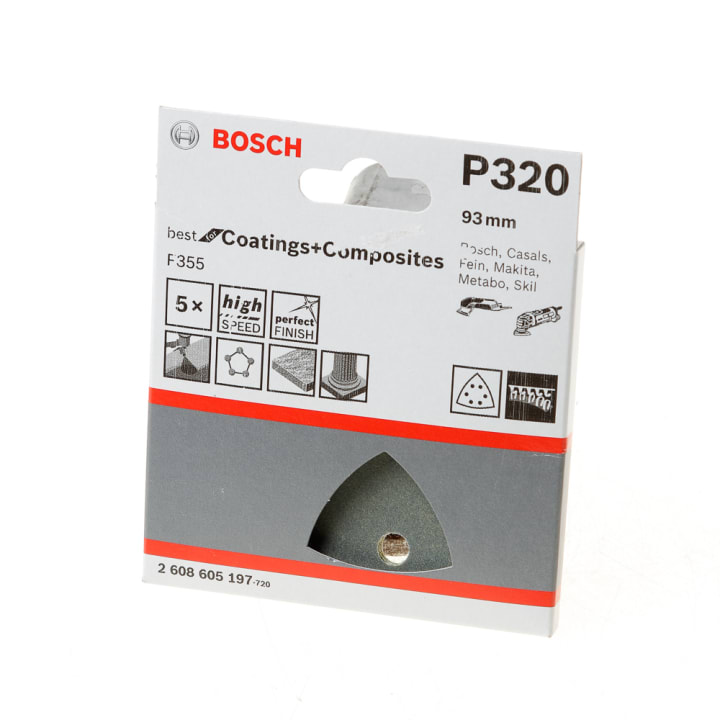 Schuurblad delta 93mm coating and composite K320 blister van 5 bladen