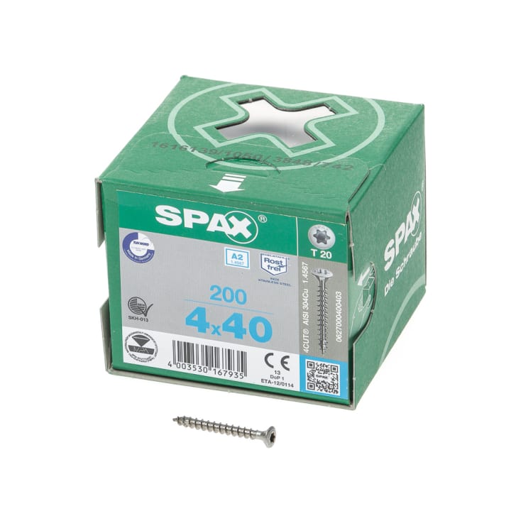 Spax Spaanplaatschroef lenskop RVS T-Star T20 4.0x40mm (per 200 stuks)