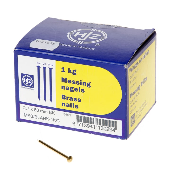 Messing nagels bombe kop 2.7 x 50mm 1kg