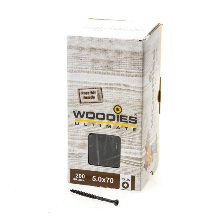 Woodies potdekselschroef rvs zwart T25 5x70mm