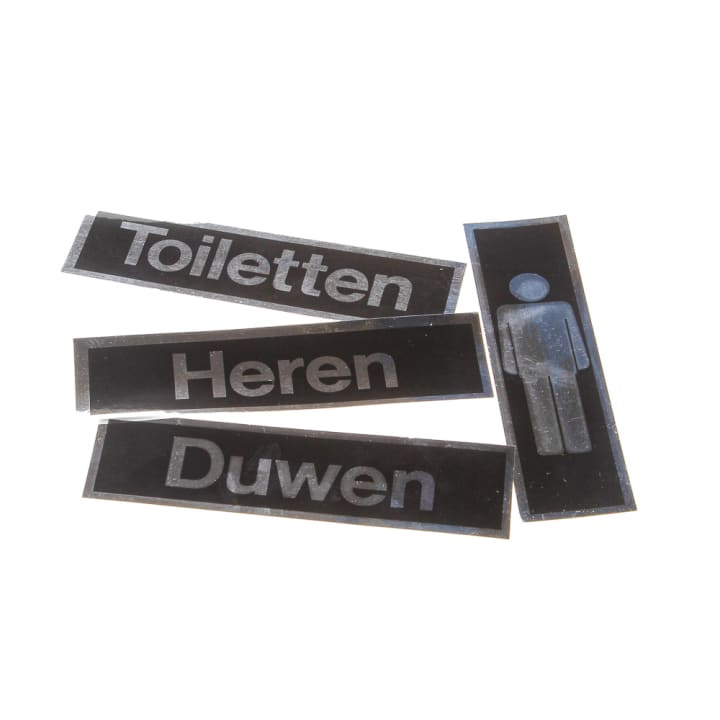 Sticker m/deurtekst zilver