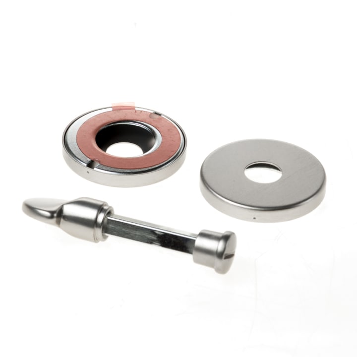 Toilet-/badkamer rozet aluminium kleur F1, met zelfplakkende Easy Click montage