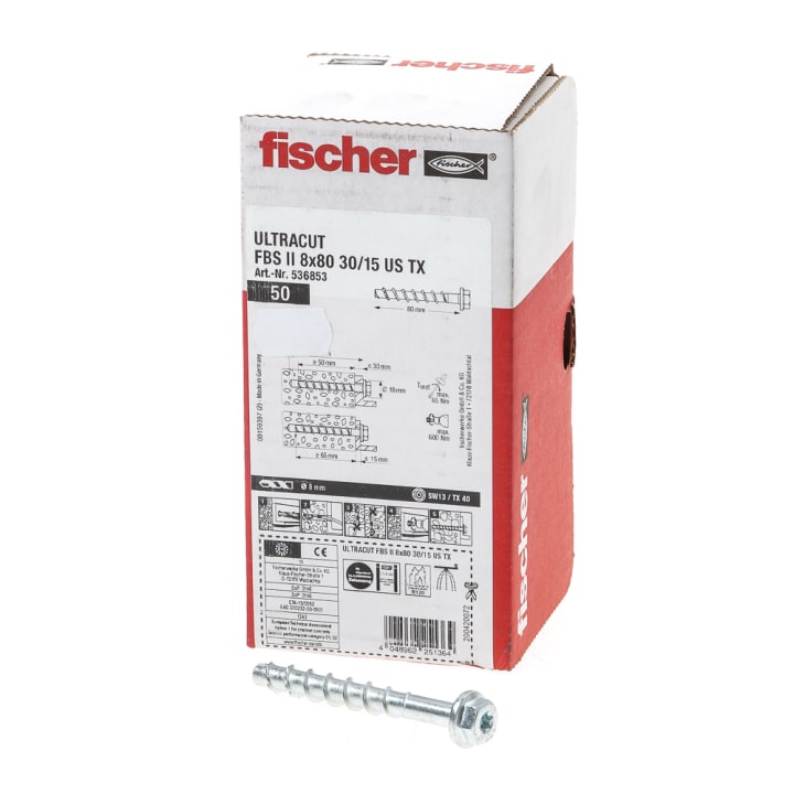 Fischer betonschroef FBS II 8x80 30/15 US TX