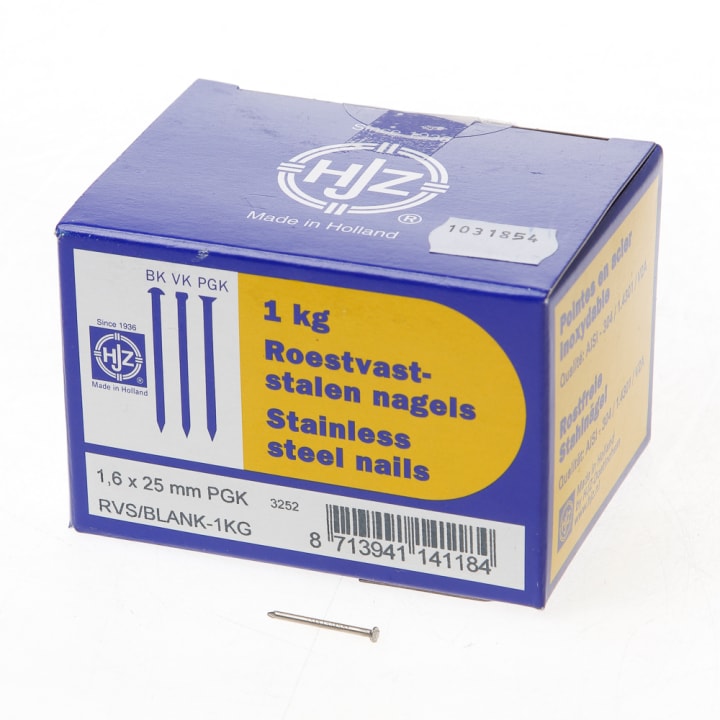 RVS nagels plat geruite kop 1.6 x 25mm 1kg