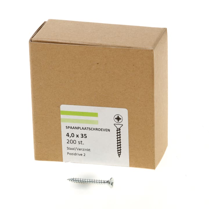 Spaanplaatschroef verzinkt platkop pz-2 4.0X35 voldraad (200)