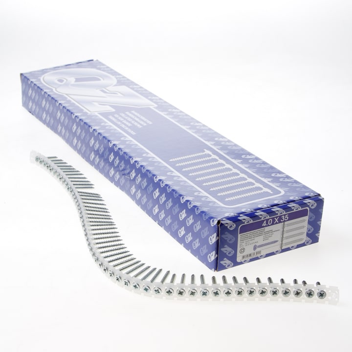 QZ Spaanplaatschroeven op band platverzonken kop verzinkt pozidriv 4.0x35mm (per 1000 stuks)