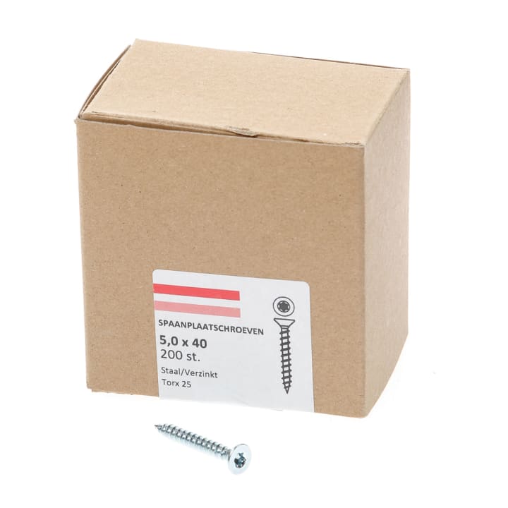Spaanplaatschroef verzinkt platkop tx-25 5.0X40 voldraad (200)