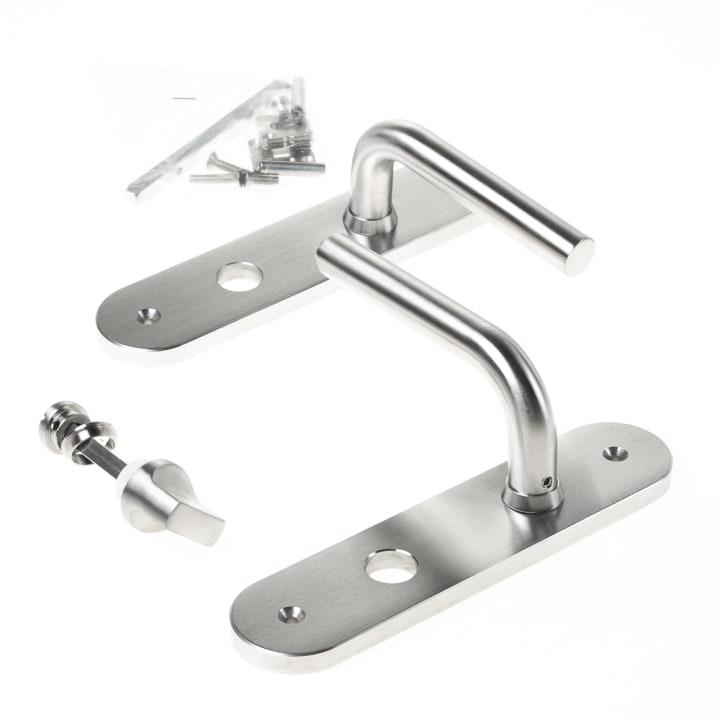 Krukgarnituur roestvaststaal massief l-model afgerond wc8x72