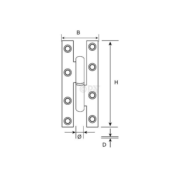 Franse paumelles DIN rechts 70 x 110mm 6810.215.1170