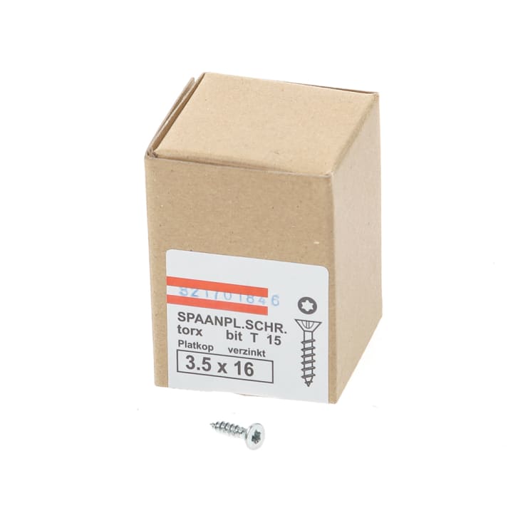Spaanplaatschroef verzinkt platkop tx-15 3.5X16 voldraad (200)