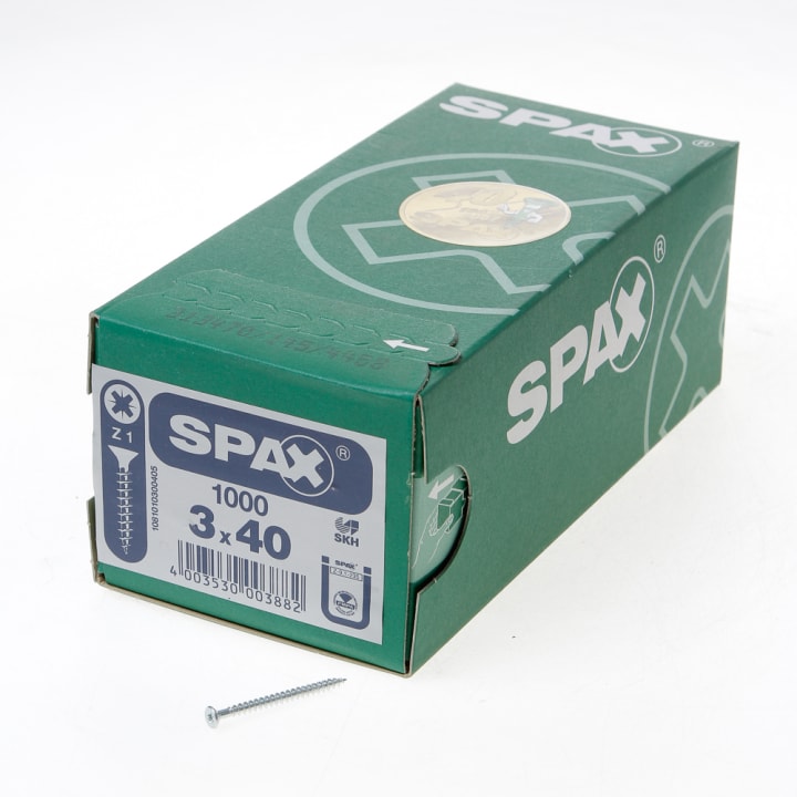 Spax Spaanplaatschroef platverzonken kop verzinkt pozidriv 3.0x40mm (per 1000 stuks)