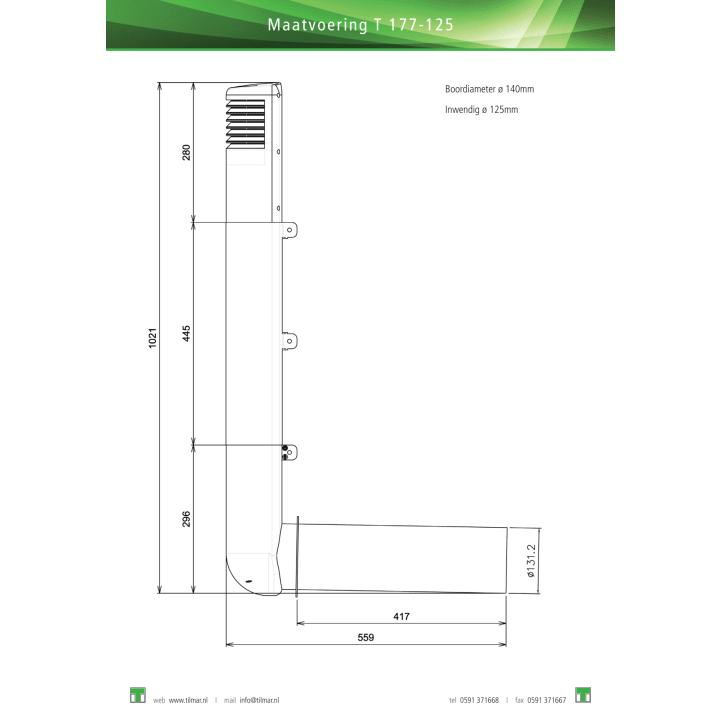 Ventilatieschacht Ross T177 125mm donkergrijs