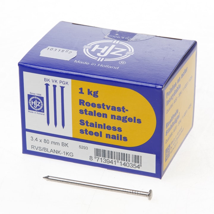 RVS nagels bombe kop 3.4 x 80mm 1kg