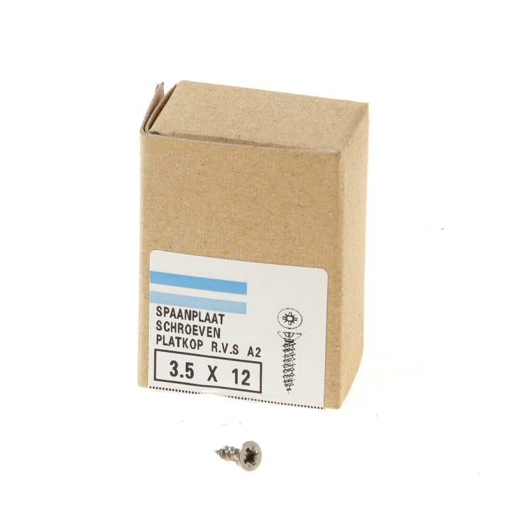 Spaanplaatschroef rvs-A2 platkop pz-2 3.5X12 voldraad (200)