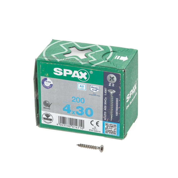 Spax Spaanplaatschroef lenskop RVS T-Star T20 4.0x30mm (per 200 stuks)