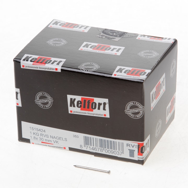 Draadnagel verloren kop RVS 1.8 x 30mm 1kg