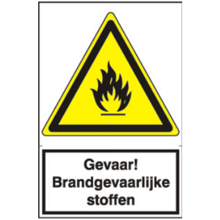 Sticker Gevaar! brandgevoelig stoffen