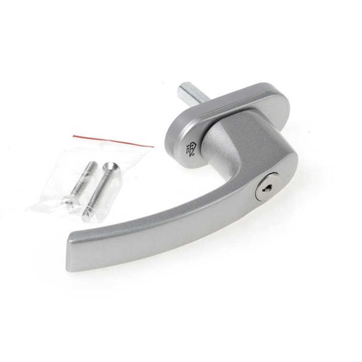 Draaivalkruk / raamkrruk, kleur EV1/F1, afsluitbaar door cilinder, stiftlengte 32mm, 7x7mm stiftdikte. SKG2.