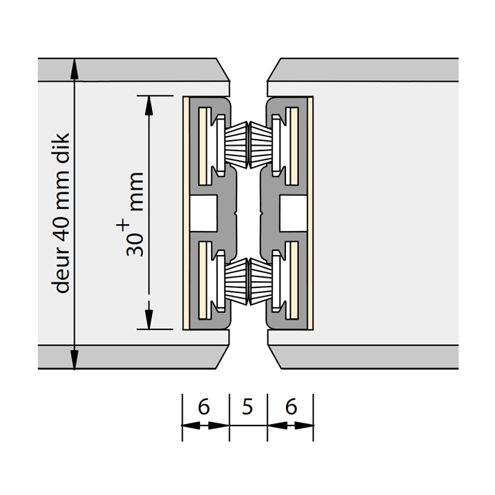 Alprokon Pendeldeurnaald met borstel dubbel Ferno-Tec no. 301