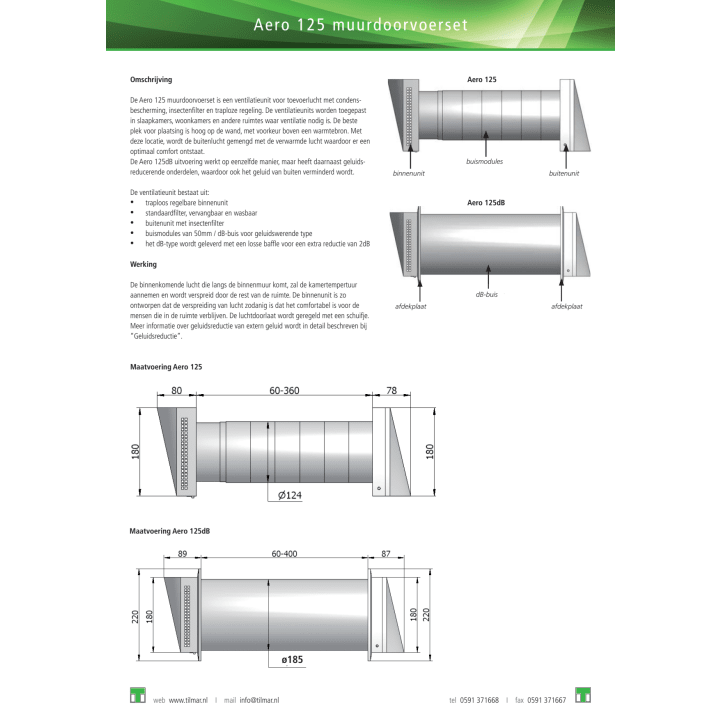 Muurdoorvoerset Aero 125dB compleet wit