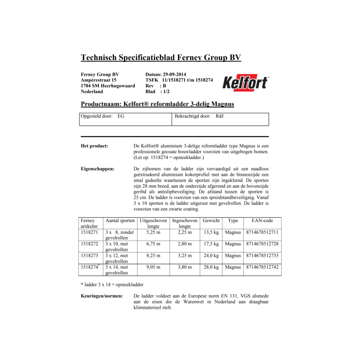 Reformladder Kelfort Magnus zwart 3x12