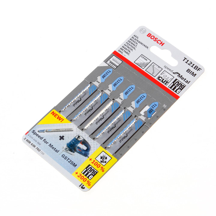 Decoupeerzaagblad universele schacht T 121 BF blister van 5 bladen