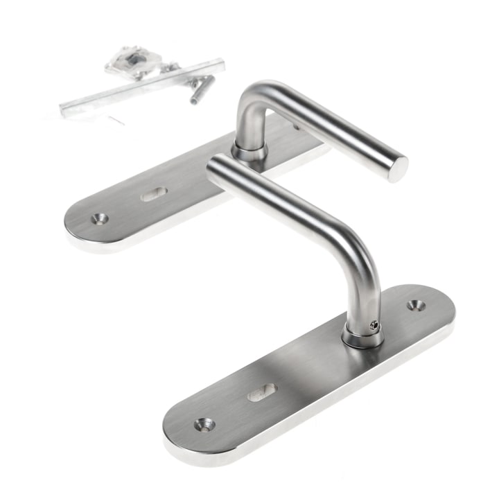 Krukgarnituur roestvaststaal massief l-model afgerond sl72