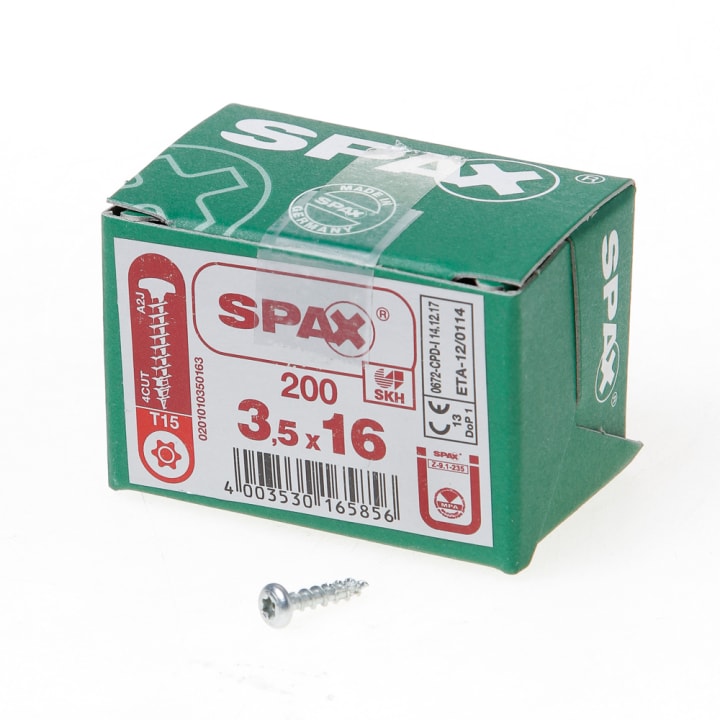 Spax Spaanplaatschroef cilinderkop verzinkt T-Star T15 3.5x16mm (per 1000 stuks)