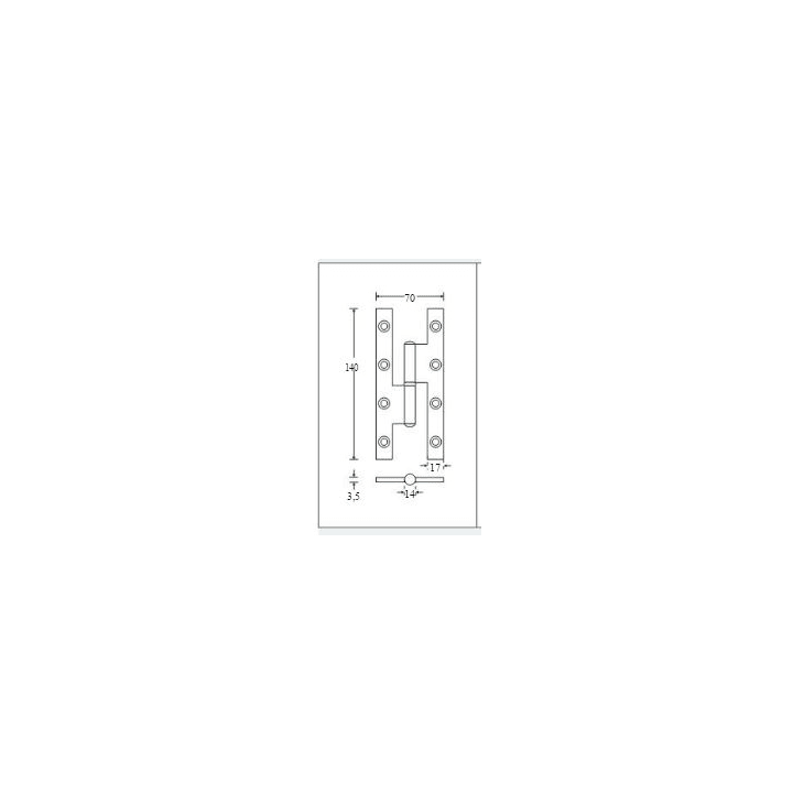 Paumellegeel verzinkt DIN links 140 x 70mm