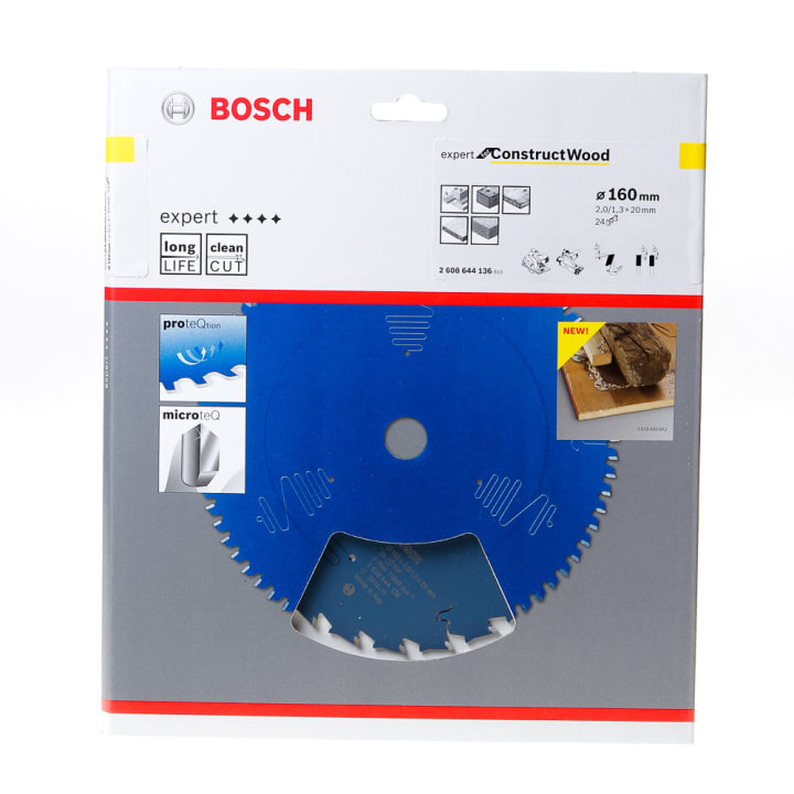 Bosch Cirkelzaagblad 24 tanden Construct Wood WZ+pyramide 160 x 20 x 2mm
