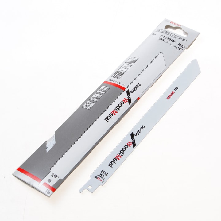 Reciprozaagblad flexibel hout en metaal S 1122 HF 225mm blister van 5 zaagjes