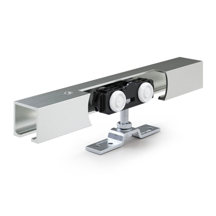 Compleet schuifdeursysteem Geze Rollan 80 NT, totale lengte rail 2800mm, geschikt voor deuren van 500 t/m 1420 mm