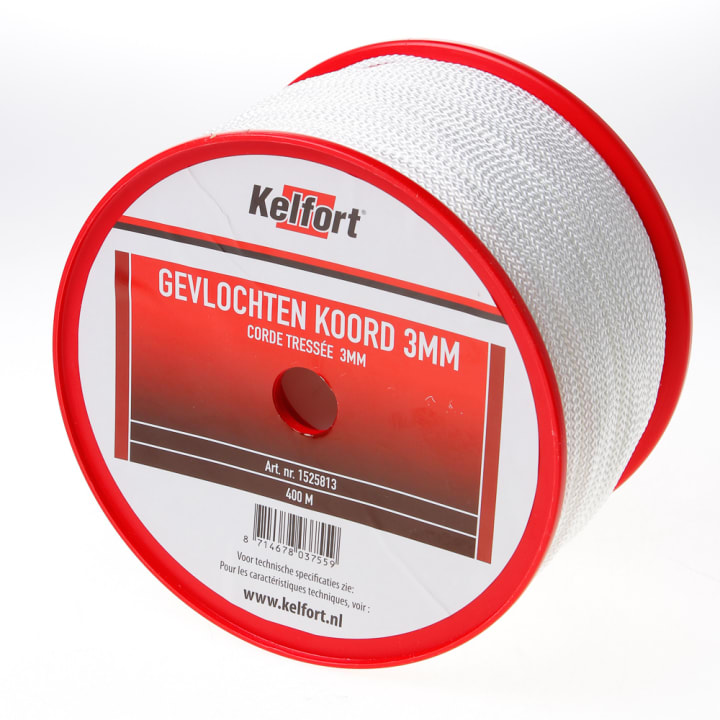 Koord wit gevlochten 3mm