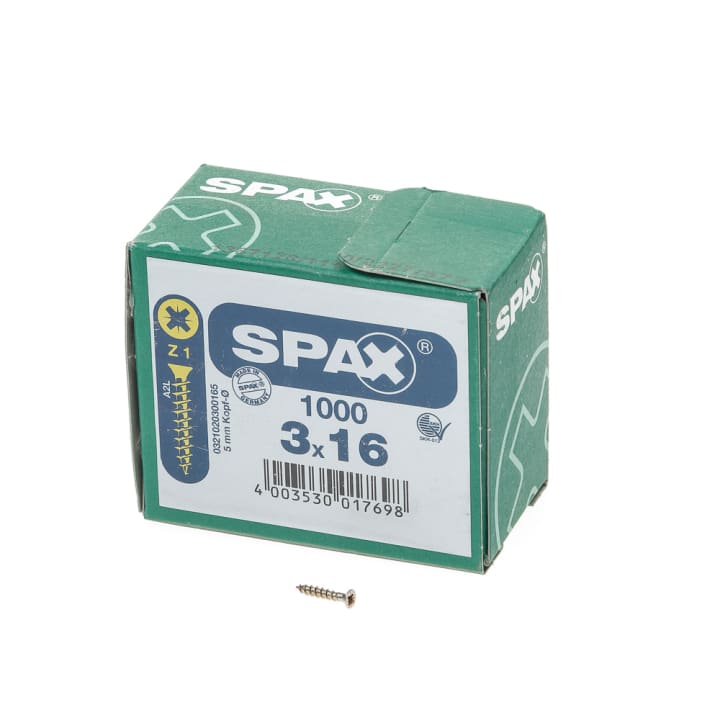 Spax Spaanplaatschroef platverzonken kop geel verzinkt pozidriv 3.0x16mm