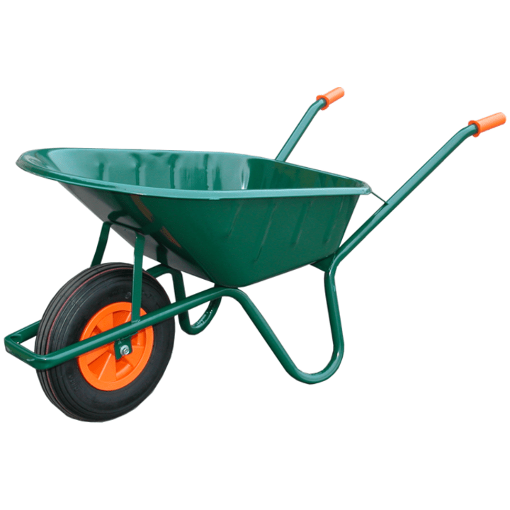 Kruiwagen 80 liter stalen bak 2ply luchtband groen