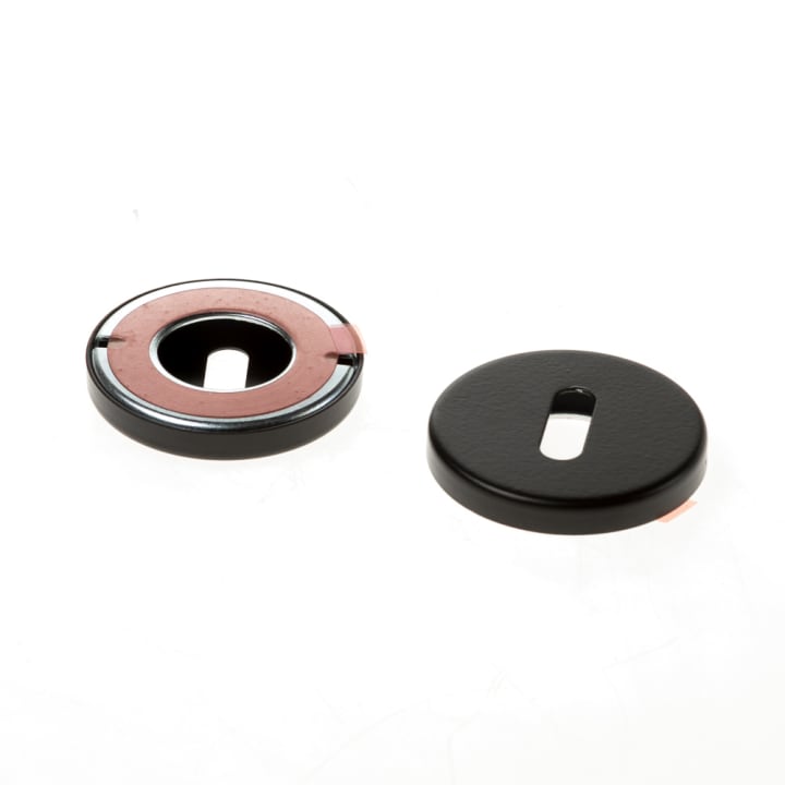 Sleutel/klavierrozet aluminium kleur zwart, met zelfplakkende Easy Click montage