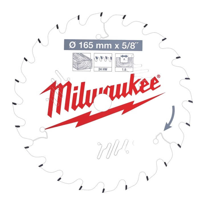 Milwaukee cirkelzaagblad hout 165mm z=24
