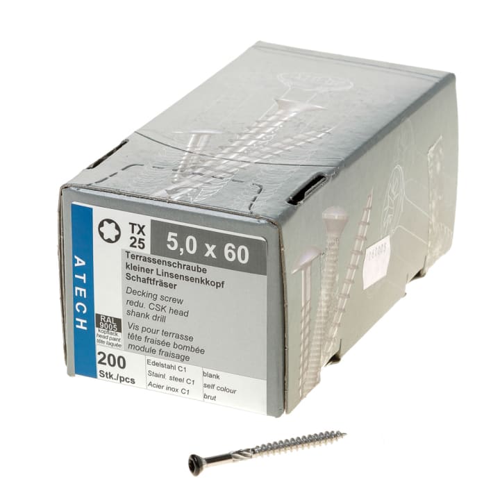 Reisser Potdekselschroef zwart RAL9005 5x60mm tx25