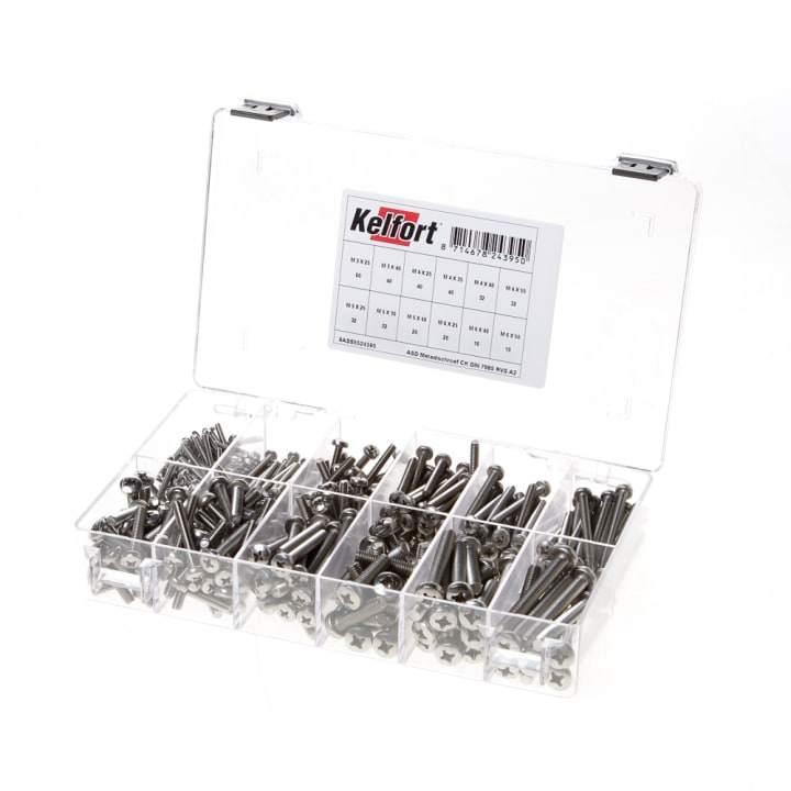 Assortimentsdoos metaalschroef RVS A2 cilinderkop din7985