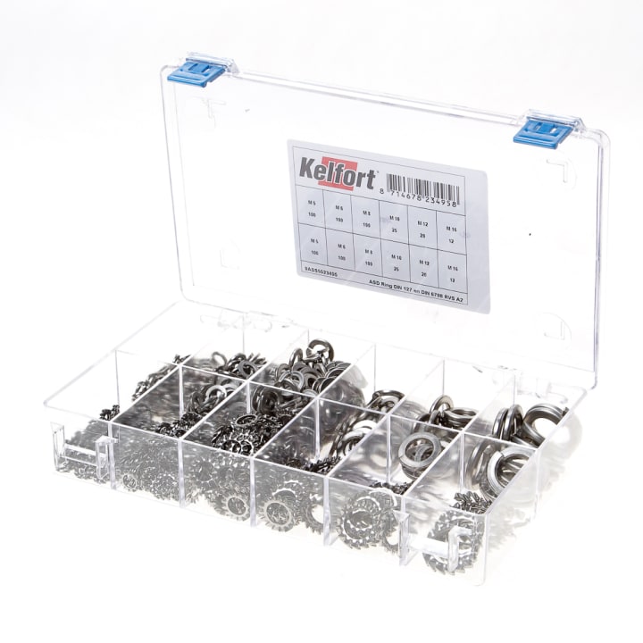 Assortimentsdoos ring RVS A2 DIN127 + DIN 6798