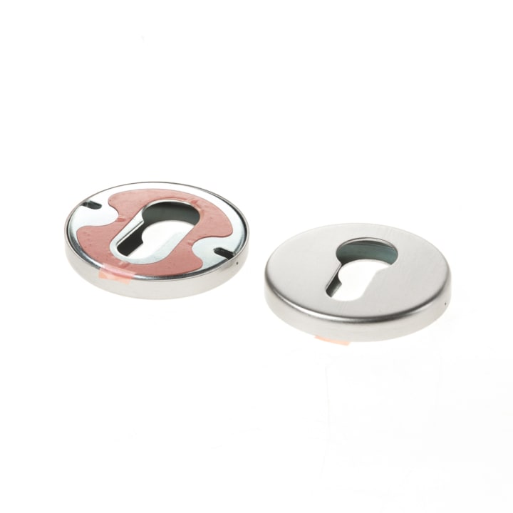 Cilinderrozet aluminium kleur roestvaststaal look, met zelfplakkende Easy Click montage