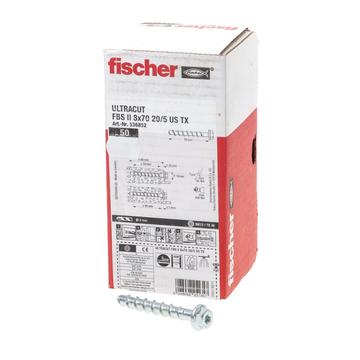 Fischer betonschroef FBS II 8x70 20/5 US TX