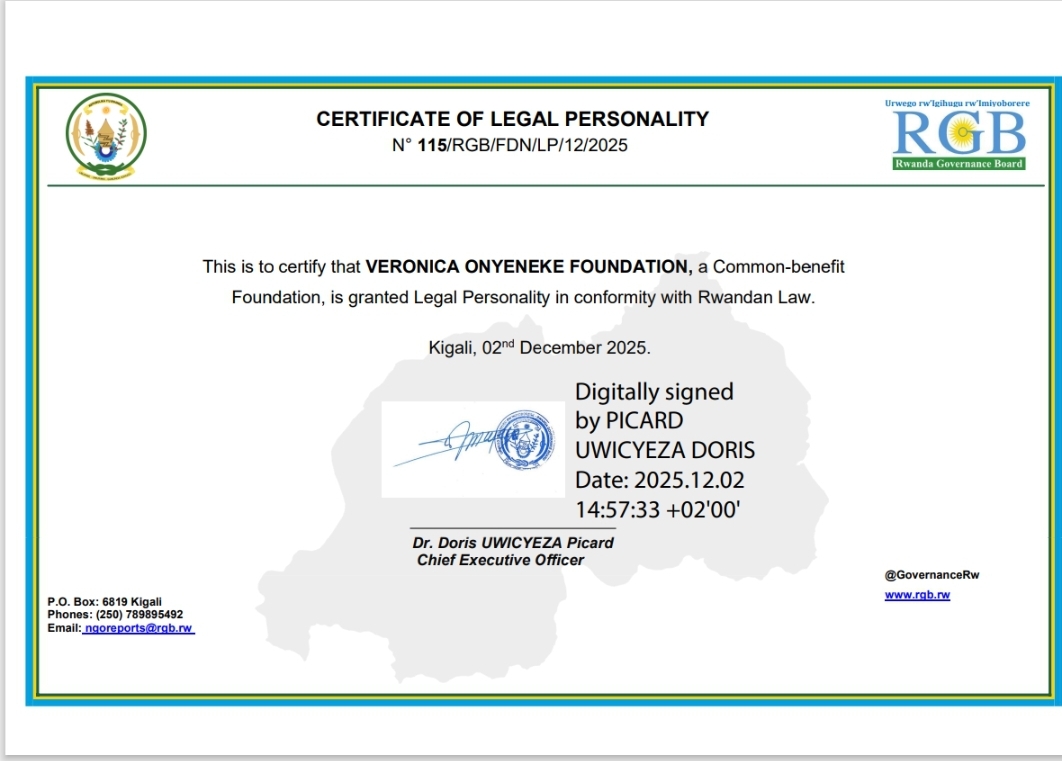 VOF Rwanda Legal Registration Certificate (Page 1)