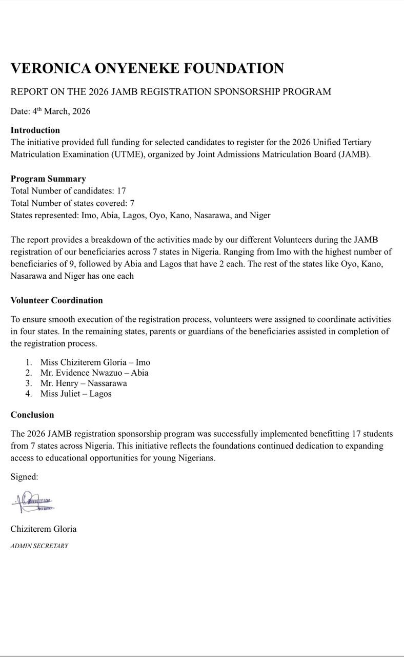 Official JAMB Sponsorship Report